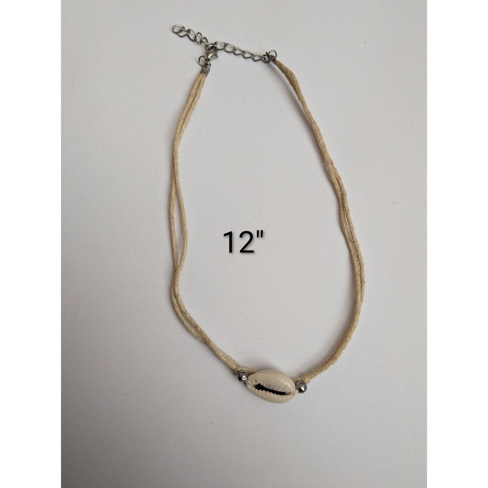 Handmade Cowrie Shell Choker Necklace Cream Cord Boho Beach Jewelry 12 Inch